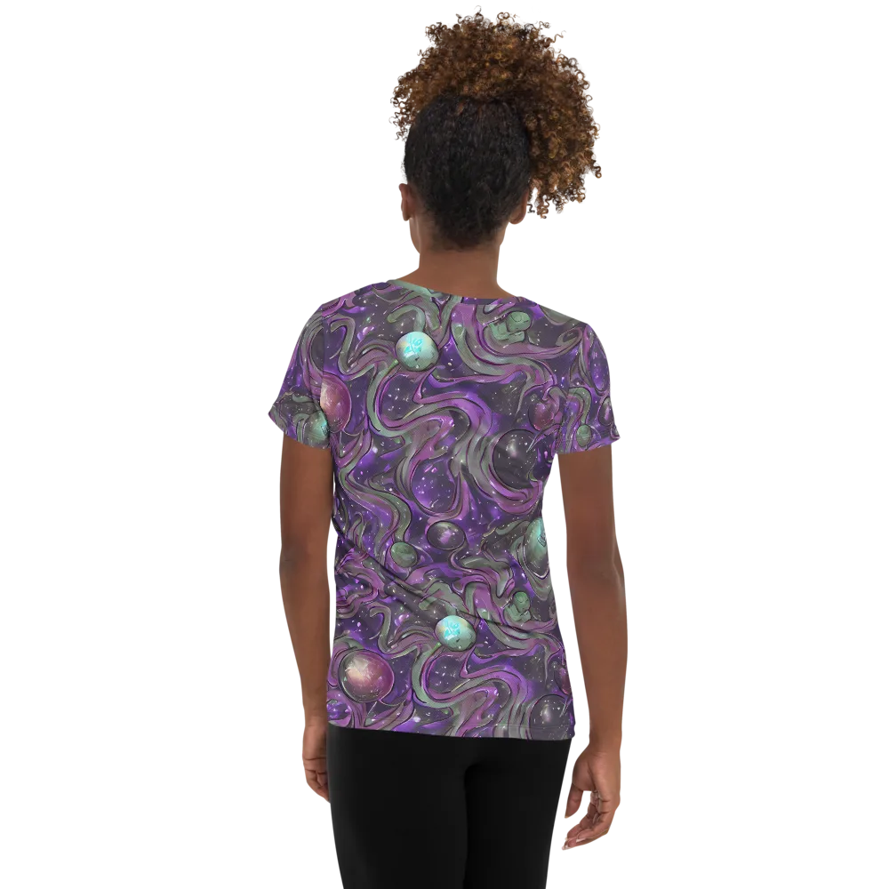 Amethyst Orbit on Women's Athletic T-Shirt — Back
