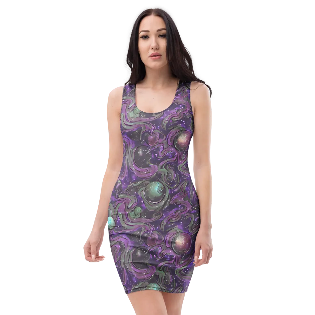 Amethyst Orbit on Bodycon Dress — Front