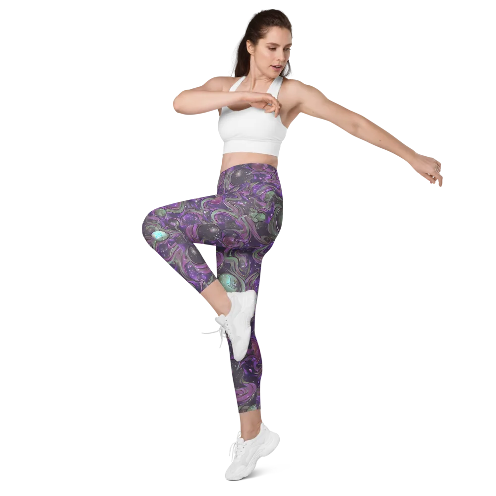 Amethyst Orbit on Leggings with Pockets — Left Front