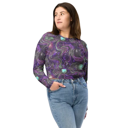 Amethyst Orbit on a Long Sleeve Crop Top