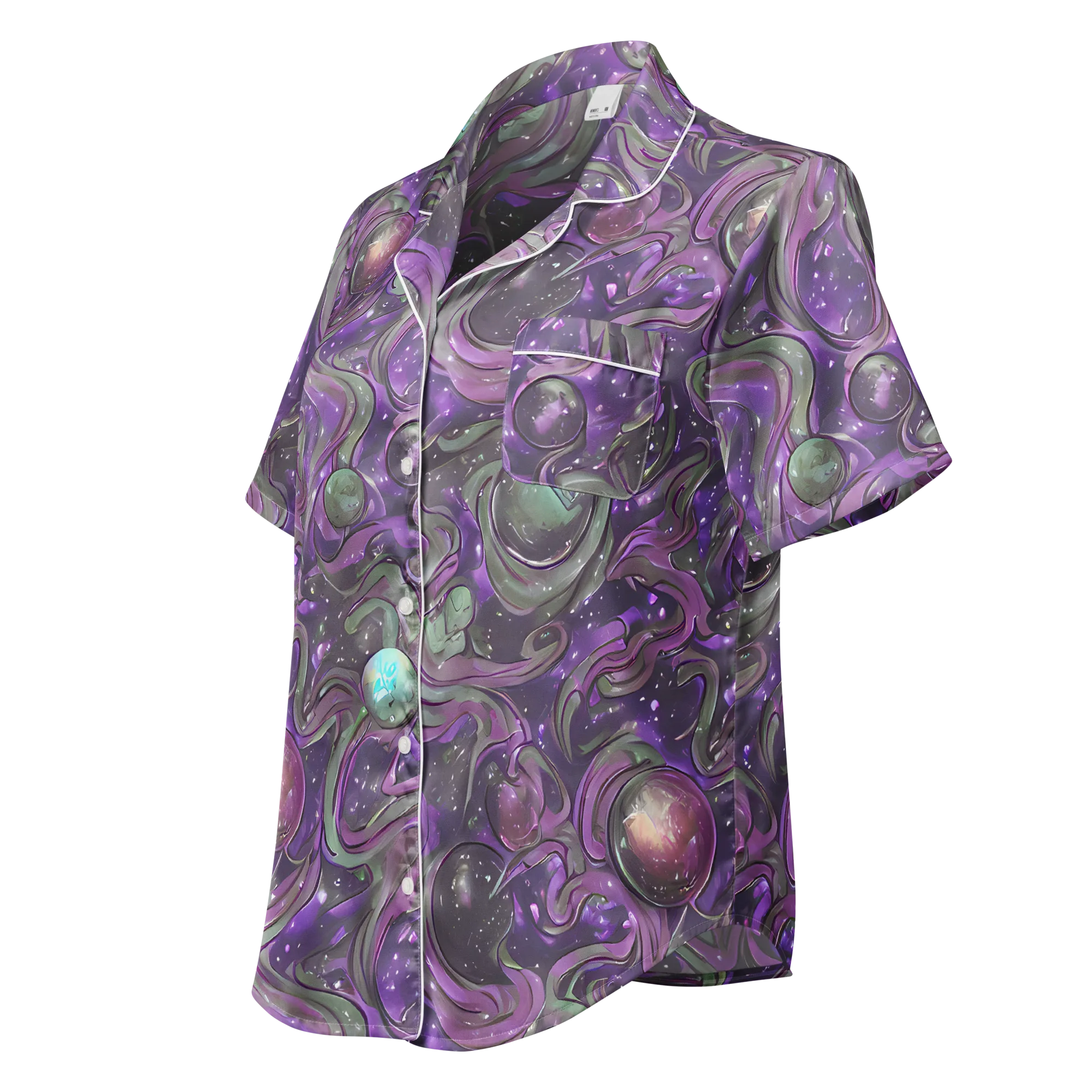 Amethyst Orbit on Women's Short Sleeve Pajama Top — Left Front