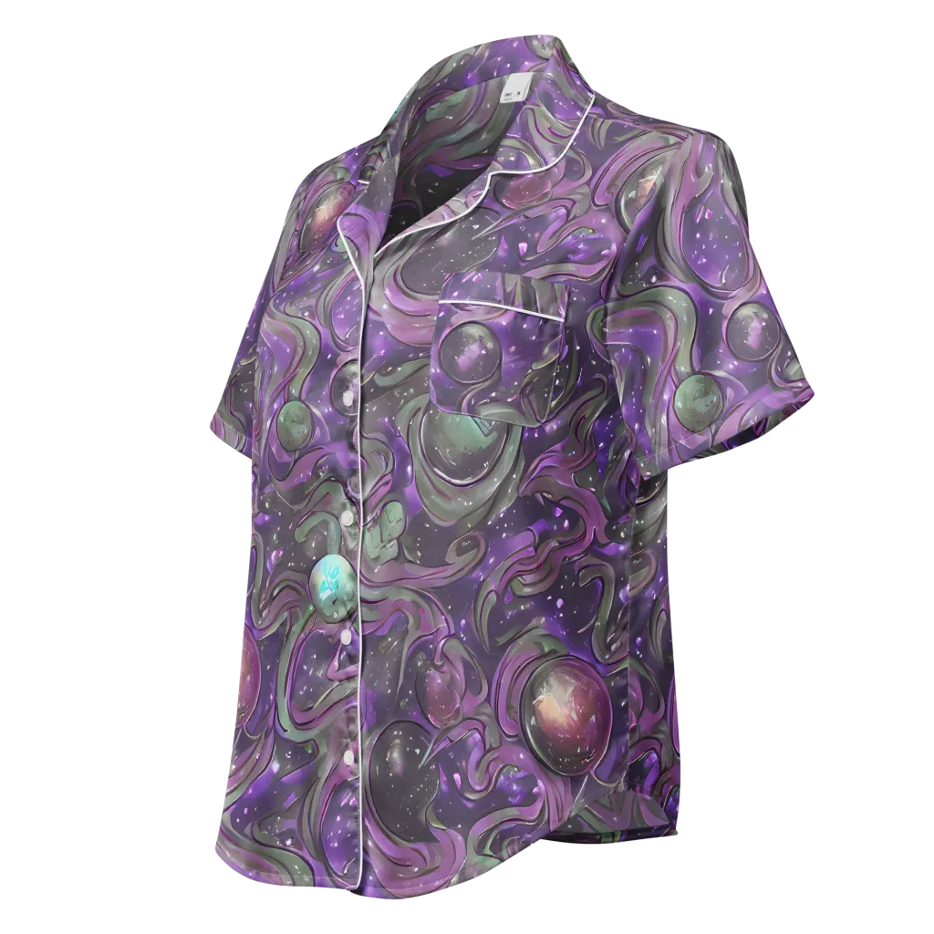 Amethyst Orbit on Women's Short Sleeve Pajama Top — Left Front