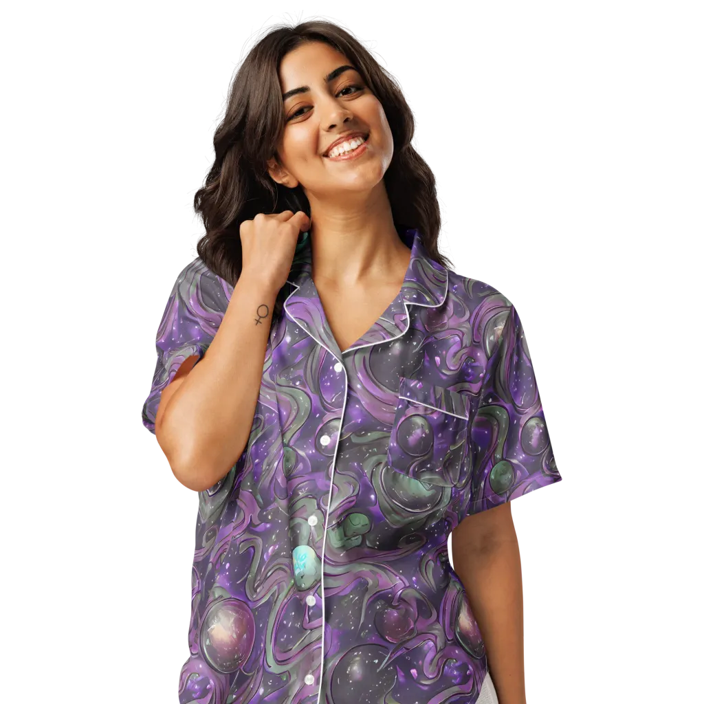 Amethyst Orbit on Women's Short Sleeve Pajama Top — Front