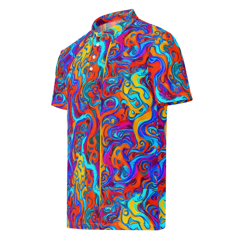 Cobalt Coral Maze on Men's Slim Fit Polo Shirt — Left Front