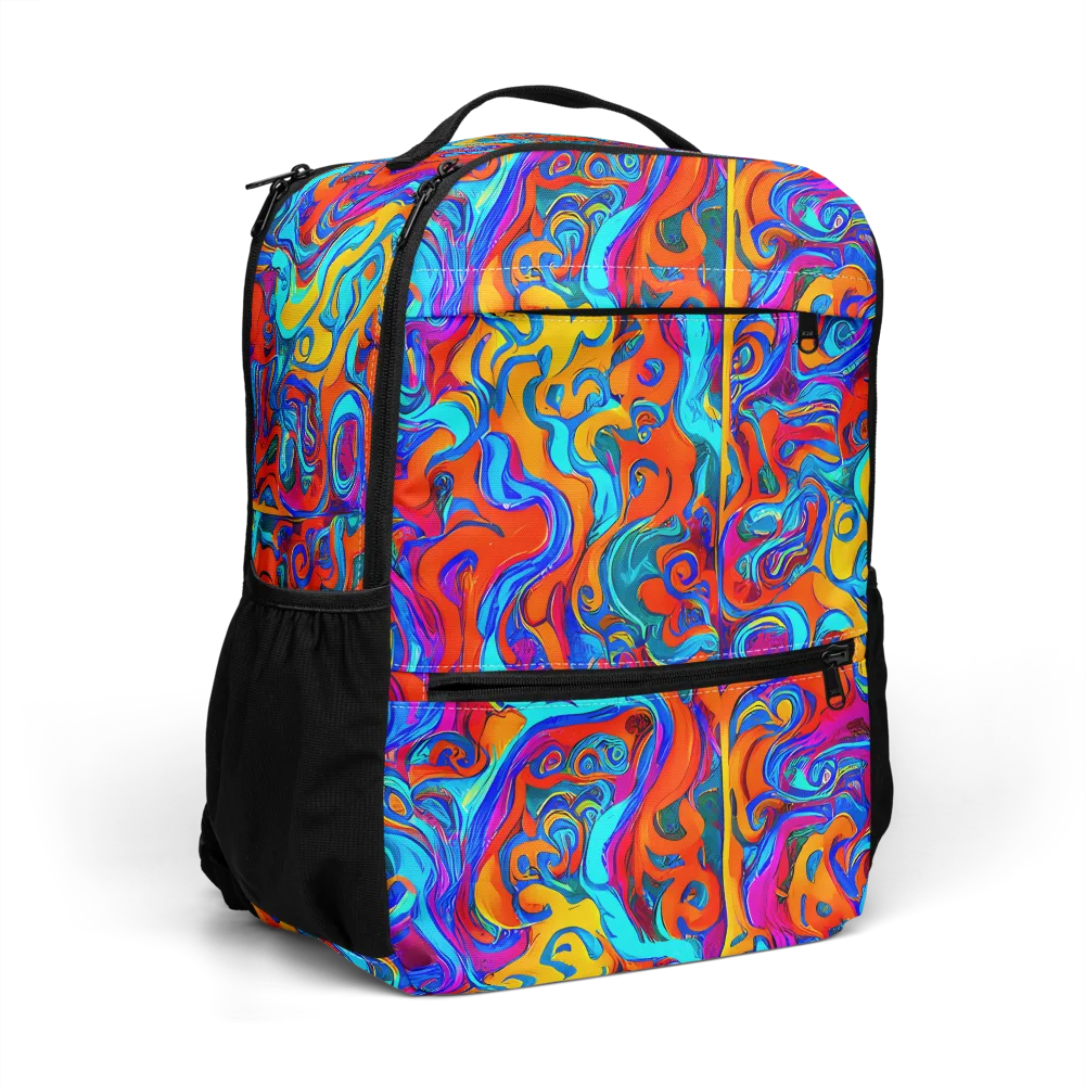 Cobalt Coral Maze on Utility Backpack — Right Front