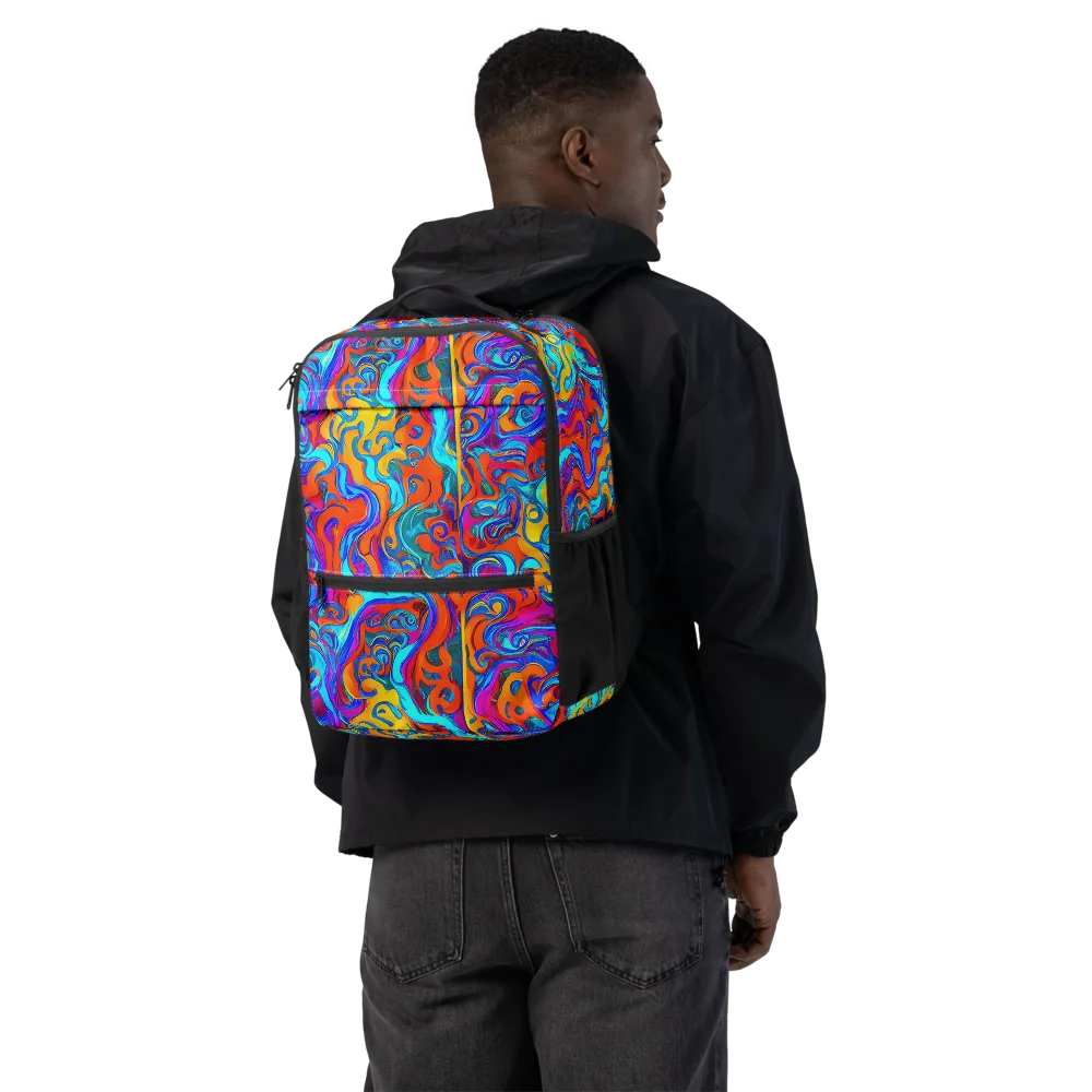 Cobalt Coral Maze on Utility Backpack — Back