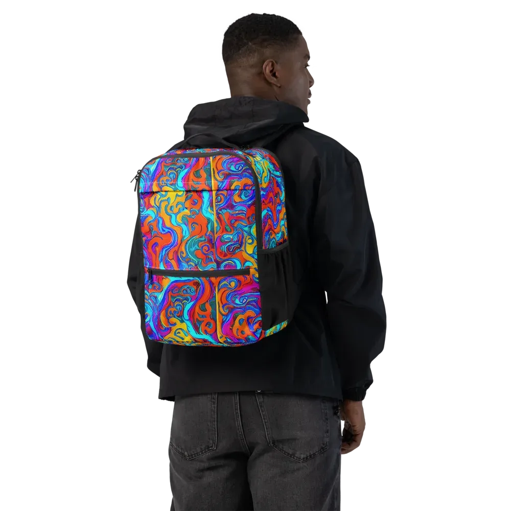 Cobalt Coral Maze on Utility Backpack — Back