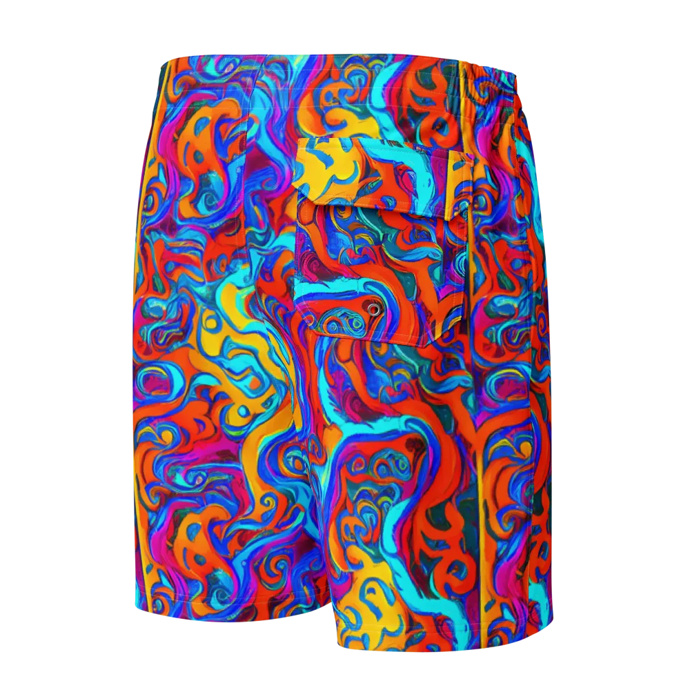 Cobalt Coral Maze on Men's Board Shorts — Back