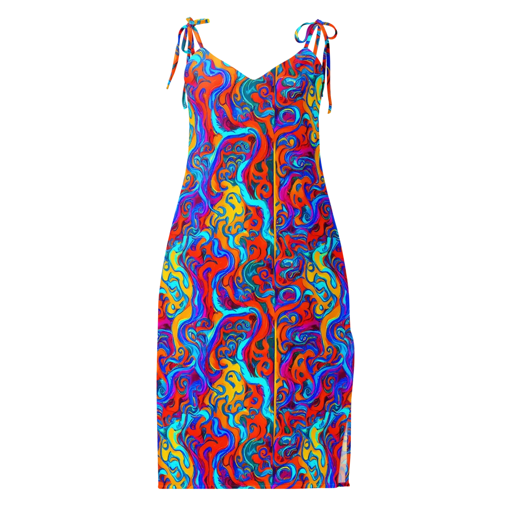 Cobalt Coral Maze on Slip Dress — Front