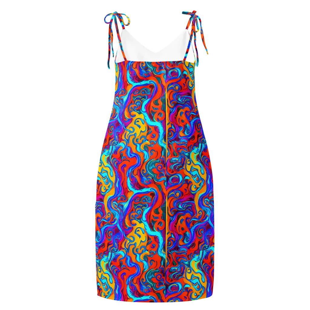 Cobalt Coral Maze on Slip Dress — Back