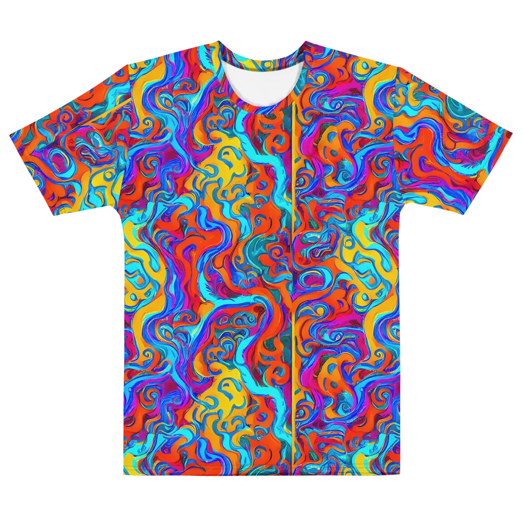 Cobalt Coral Maze on Men's Cotton Crew Neck T-Shirt — Front