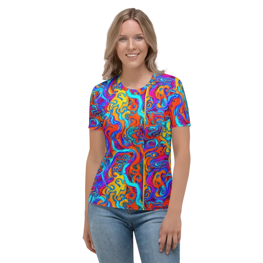 Cobalt Coral Maze on Women's Crew Neck T-Shirt — Front