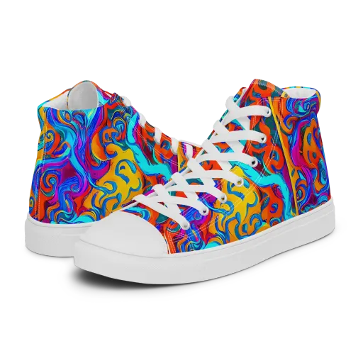 Cobalt Coral Maze on a Women's High Top Canvas Shoes