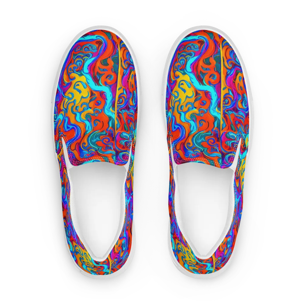 Cobalt Coral Maze on Men's Slip-On Canvas Shoes — Front