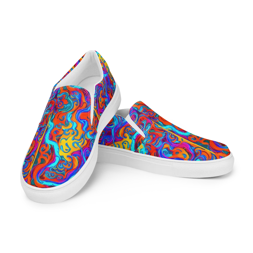 Cobalt Coral Maze on Men's Slip-On Canvas Shoes — Left Front