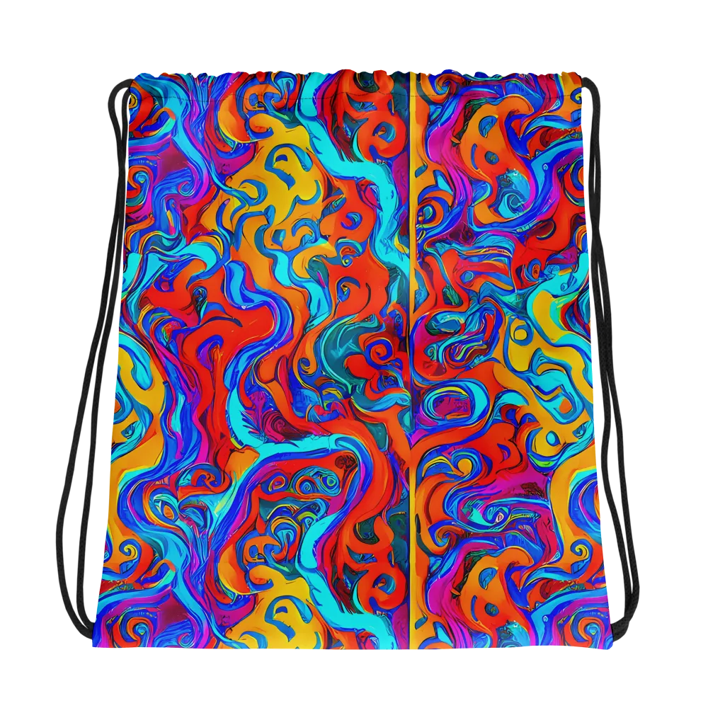 Cobalt Coral Maze on Drawstring Bag — Photo