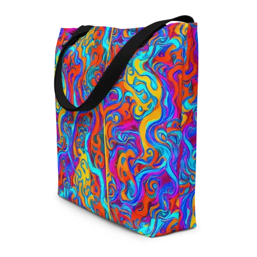 Cobalt Coral Maze on a Large Tote Bag W/ Pocket