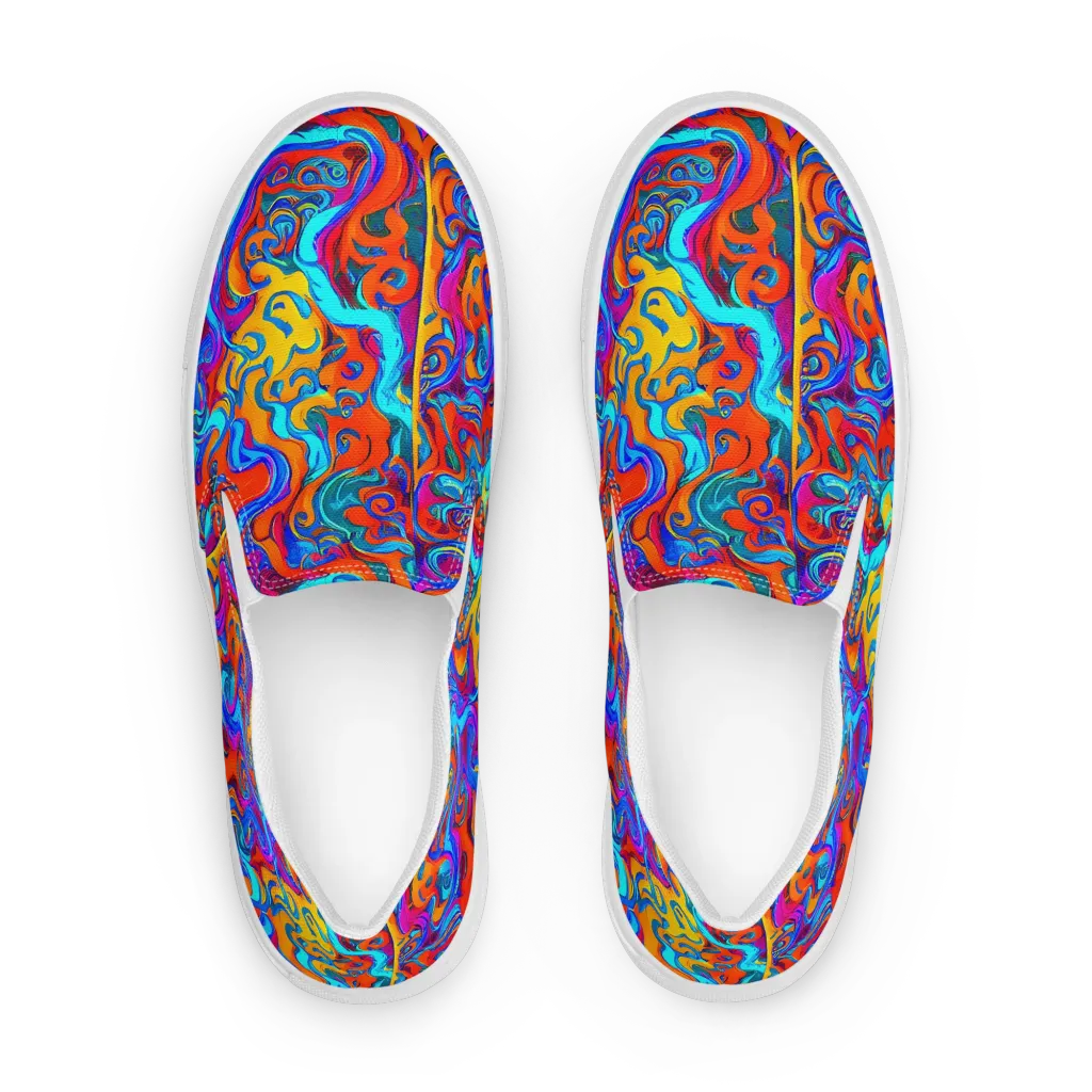 Cobalt Coral Maze on Women's Slip-On Canvas Shoes — Front