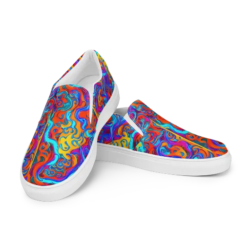 Cobalt Coral Maze on a Women's Slip-On Canvas Shoes