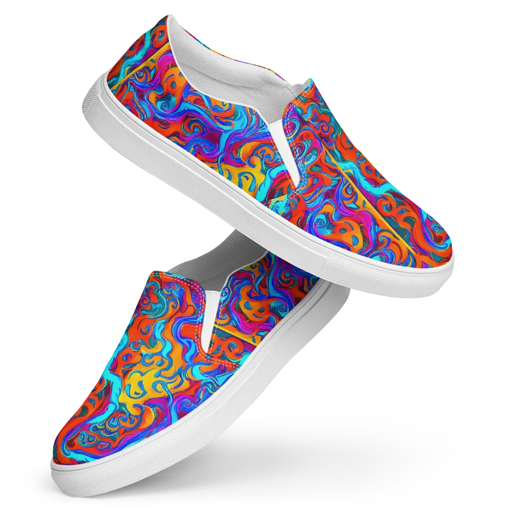 Cobalt Coral Maze on Women's Slip-On Canvas Shoes — Front