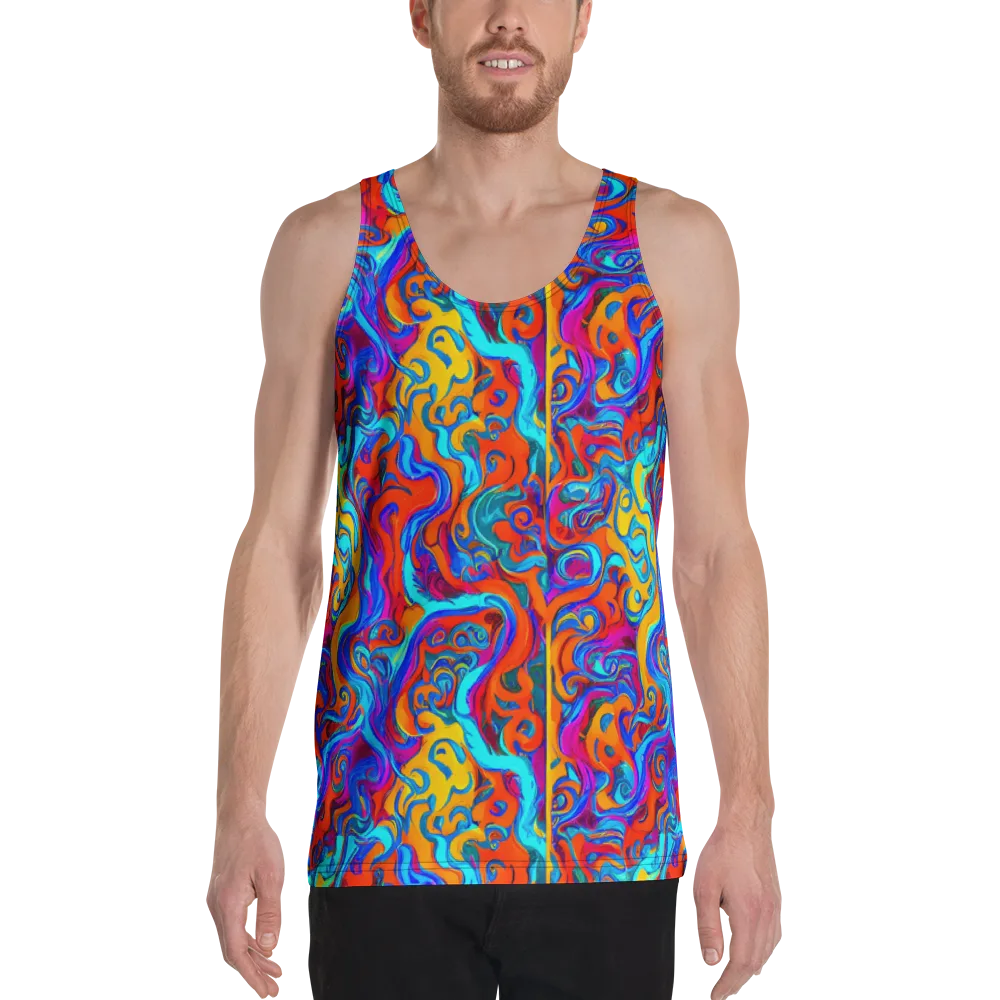 Cobalt Coral Maze on Men's Tank Top — Front