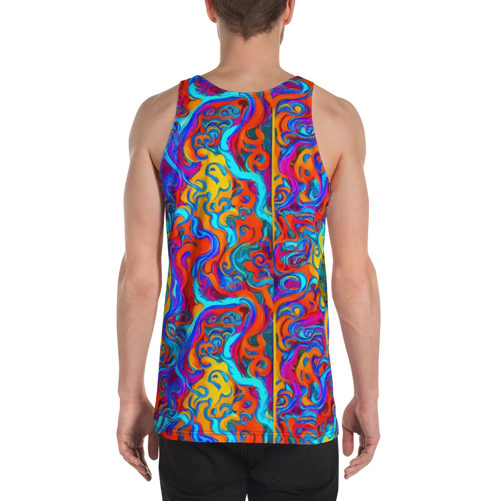 Cobalt Coral Maze on Men's Tank Top — Back