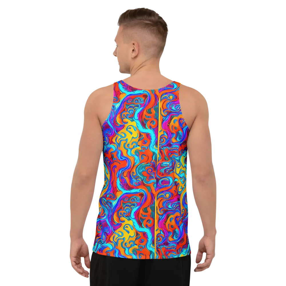 Cobalt Coral Maze on Men's Tank Top — Back