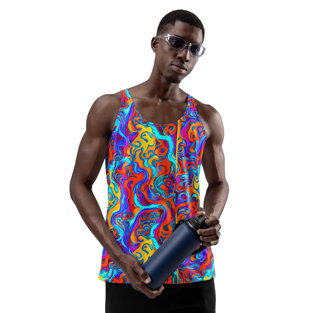 Cobalt Coral Maze on Men's Tank Top — Front