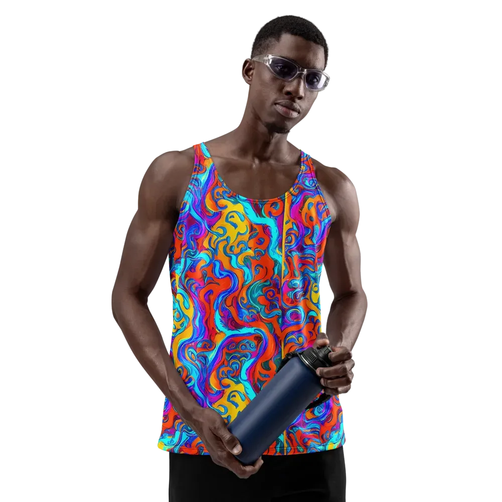 Cobalt Coral Maze on Men's Tank Top — Front