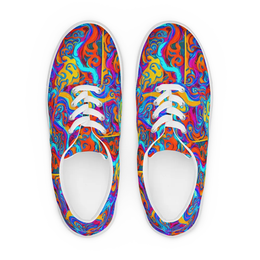 Cobalt Coral Maze on Men's Lace-Up Canvas Shoes — Front