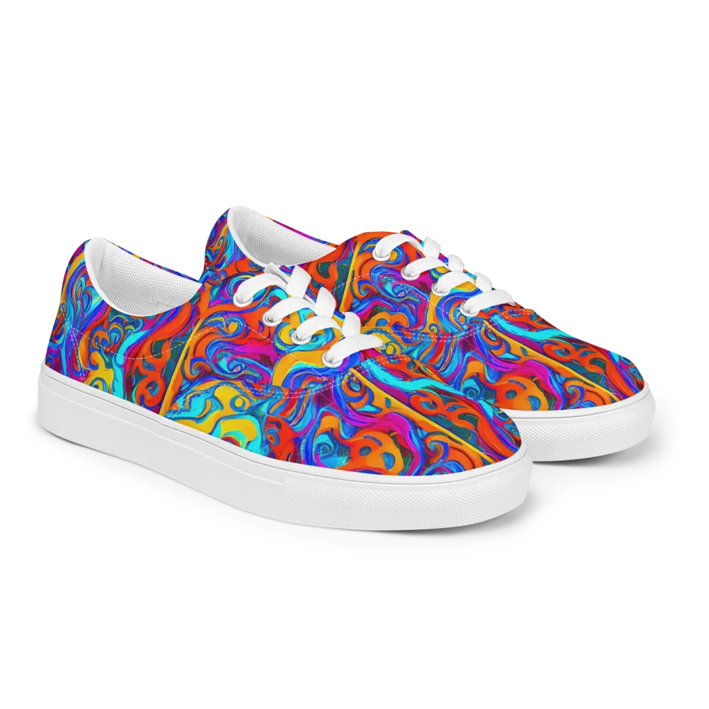 Cobalt Coral Maze on Men's Lace-Up Canvas Shoes — Right Front