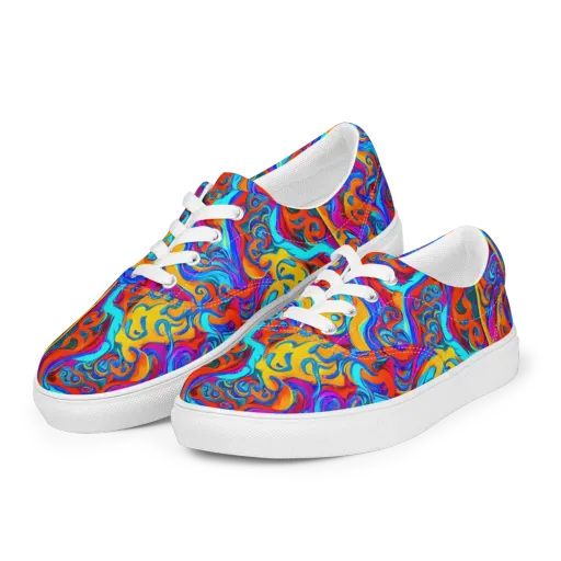 Cobalt Coral Maze on a Men's Lace-Up Canvas Shoes