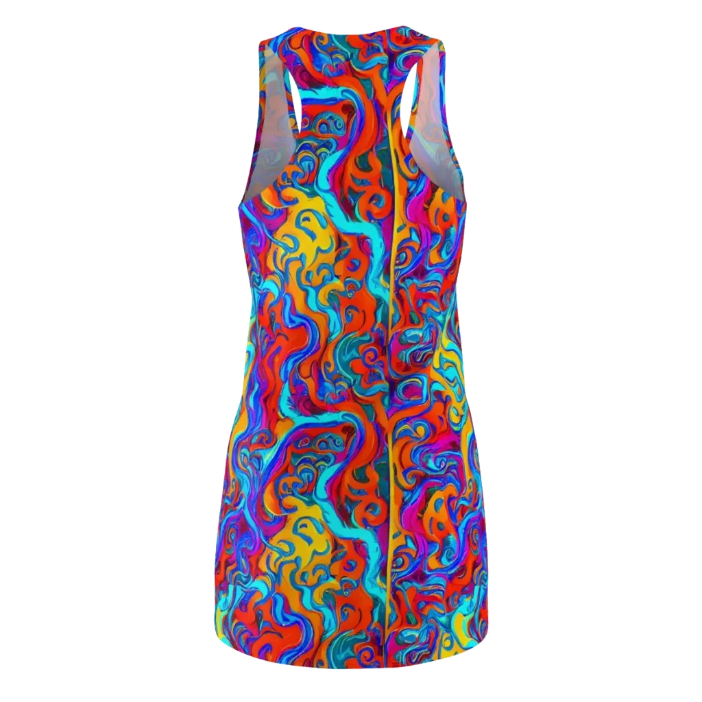 Cobalt Coral Maze on Racerback Dress — Back