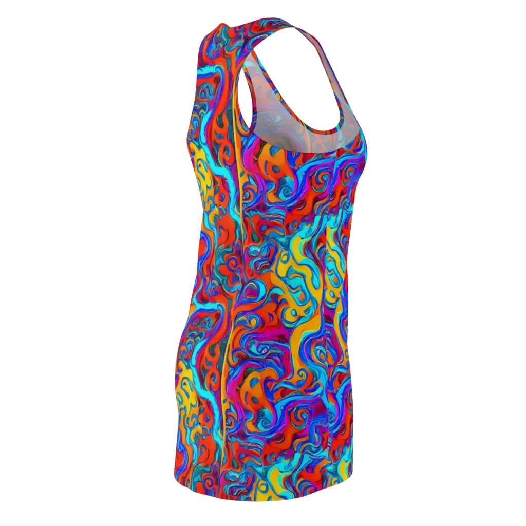 Cobalt Coral Maze on Racerback Dress — Back Side
