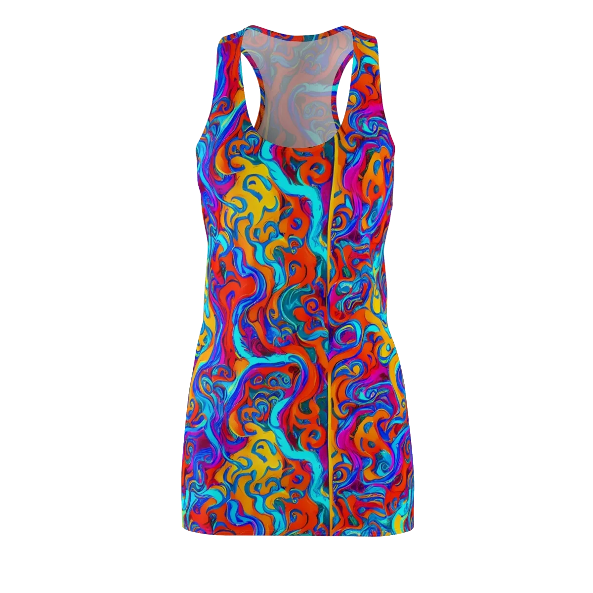 Cobalt Coral Maze on Racerback Dress — Front