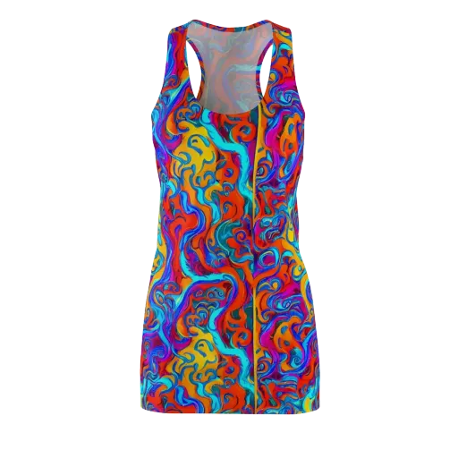 Cobalt Coral Maze on a Racerback Dress