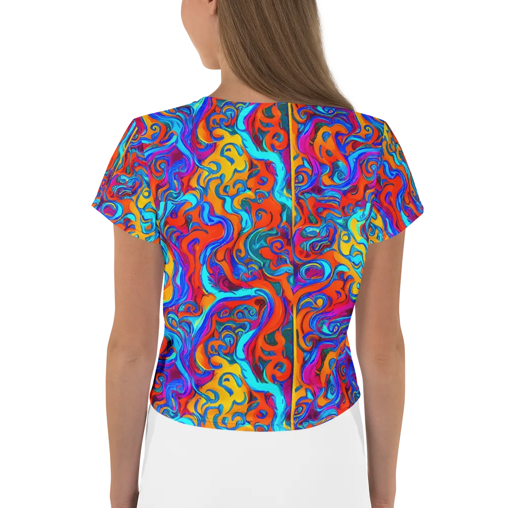 Cobalt Coral Maze on Crop Tee — Back