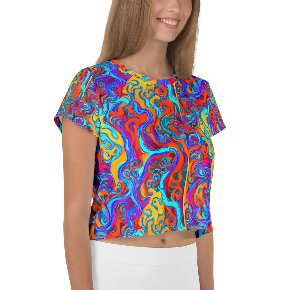 Cobalt Coral Maze on Crop Tee — Right