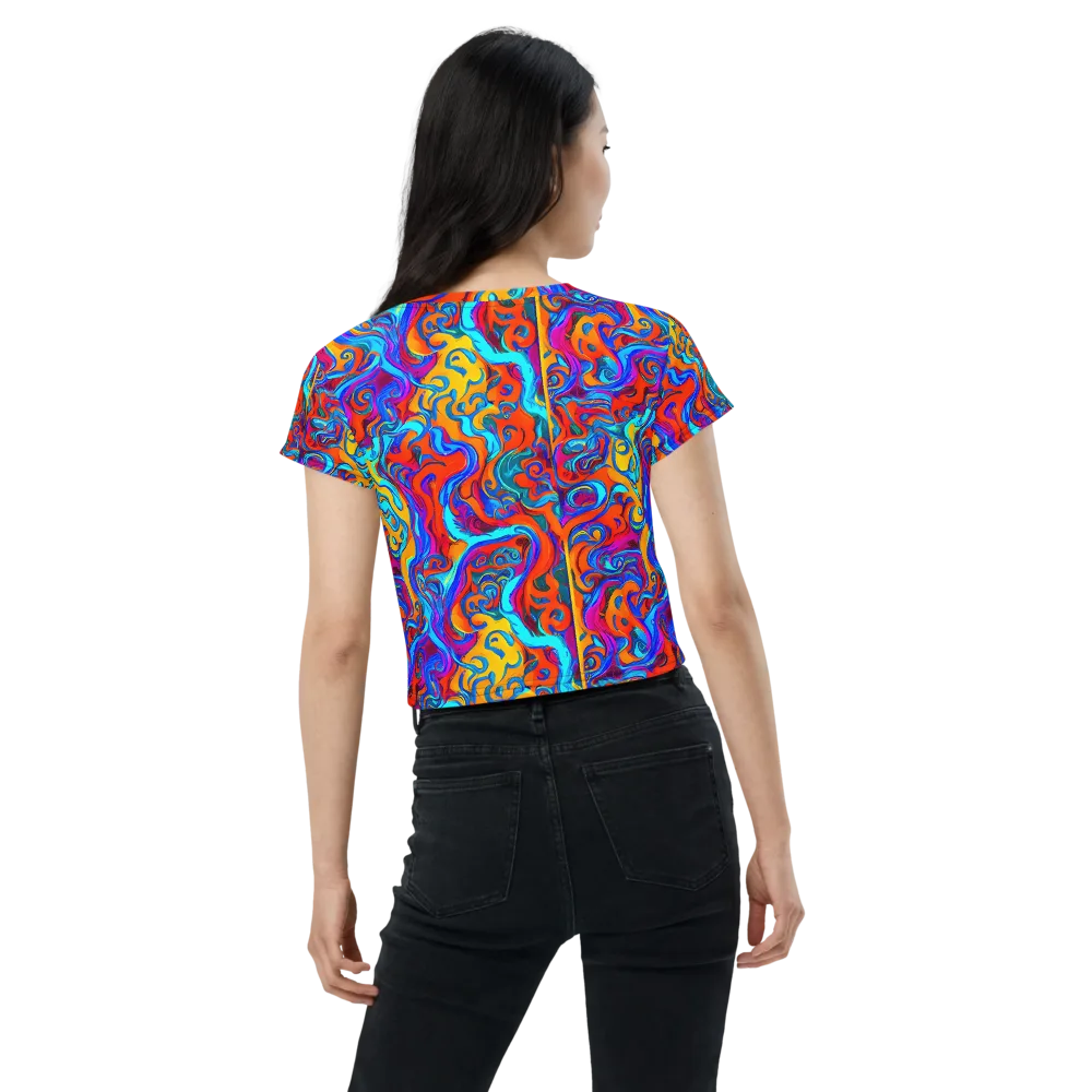 Cobalt Coral Maze on Crop Tee — Back