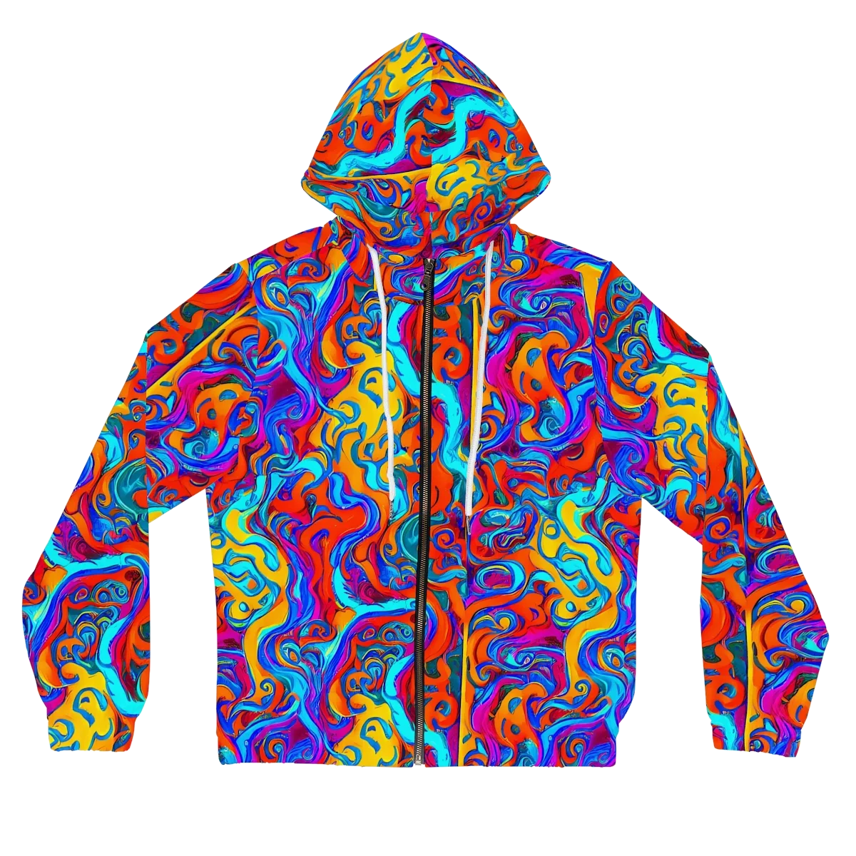 Cobalt Coral Maze on Women's Full-Zip Hoodie — Front