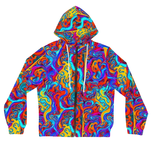 Cobalt Coral Maze on a Women's Full-Zip Hoodie