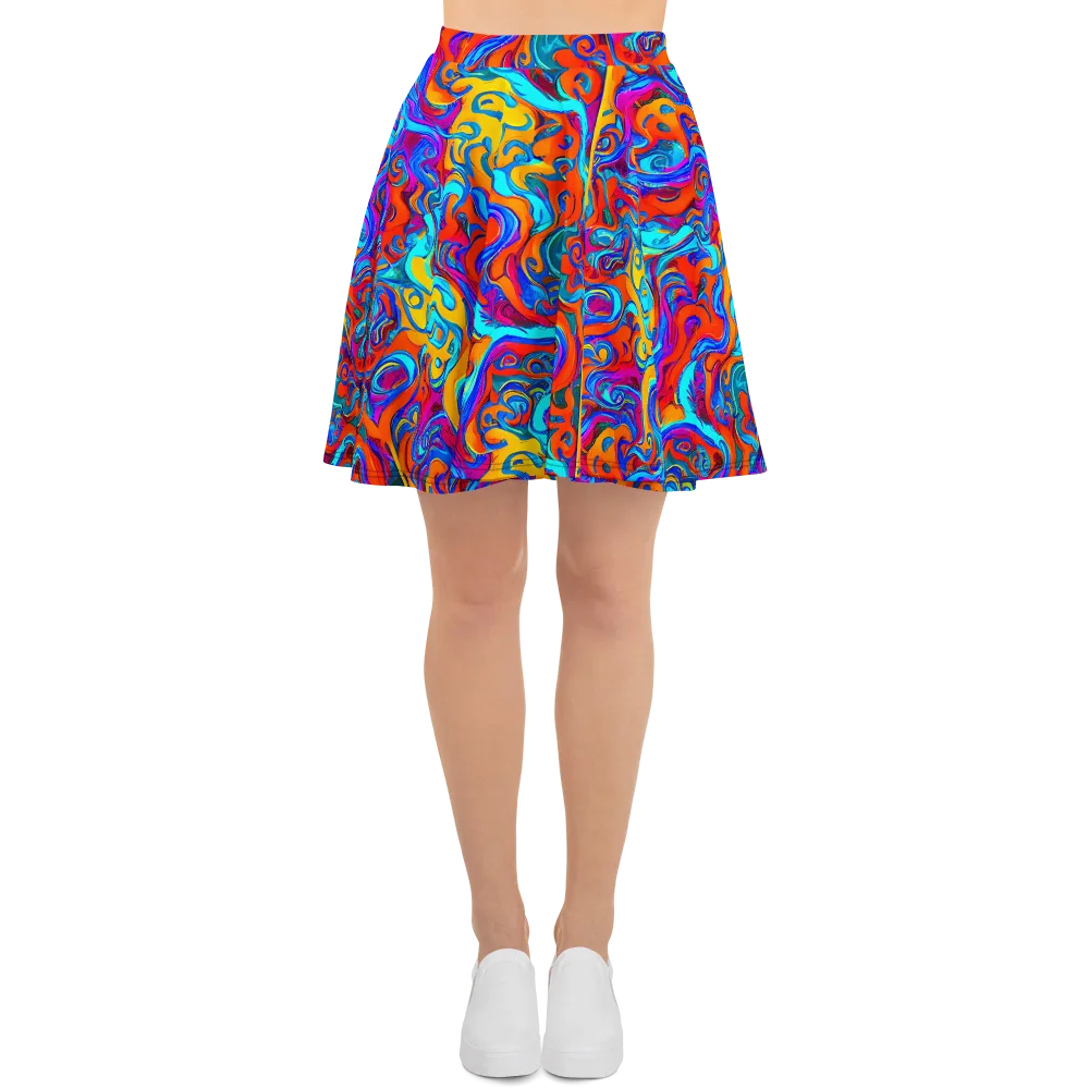 Cobalt Coral Maze on Skater Skirt — Front