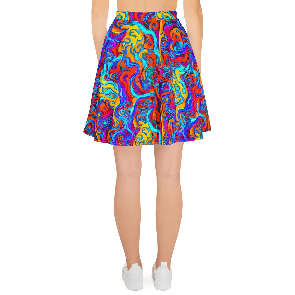 Cobalt Coral Maze on Skater Skirt — Back