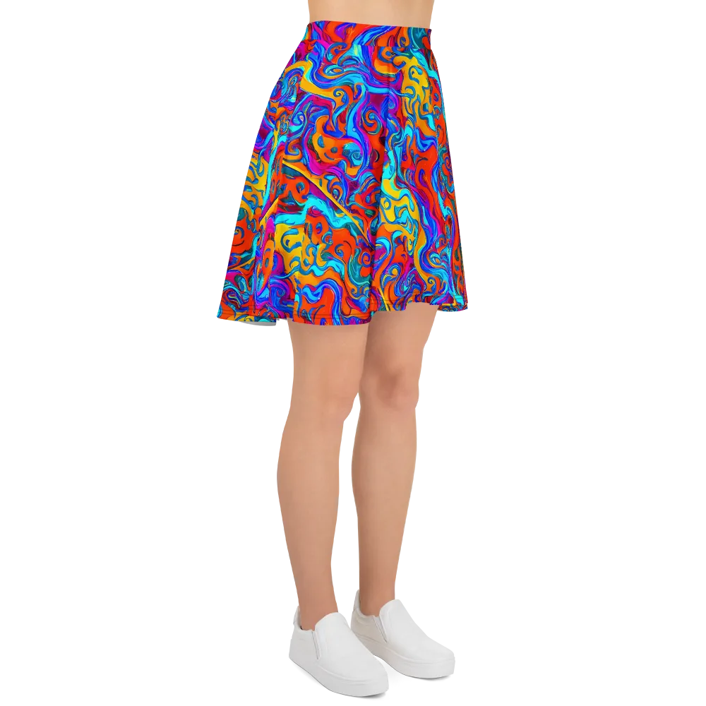 Cobalt Coral Maze on Skater Skirt — Right