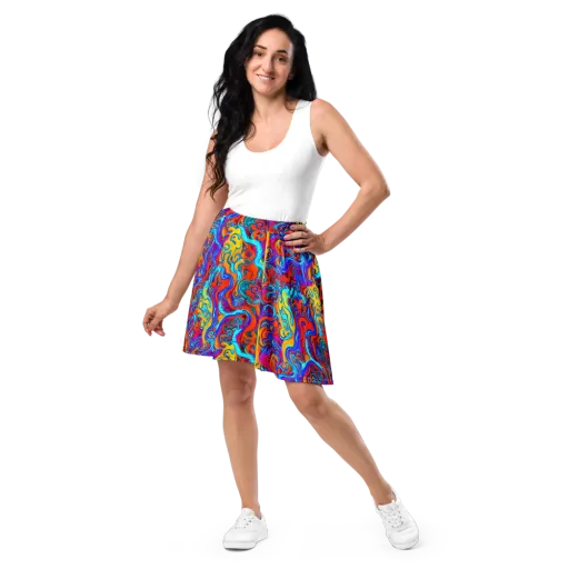 Cobalt Coral Maze on a Skater Skirt