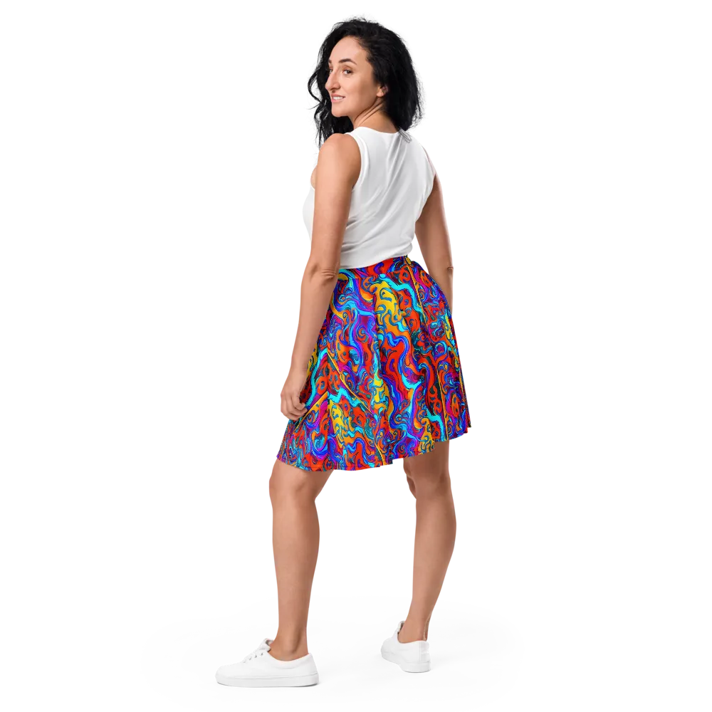 Cobalt Coral Maze on Skater Skirt — Back