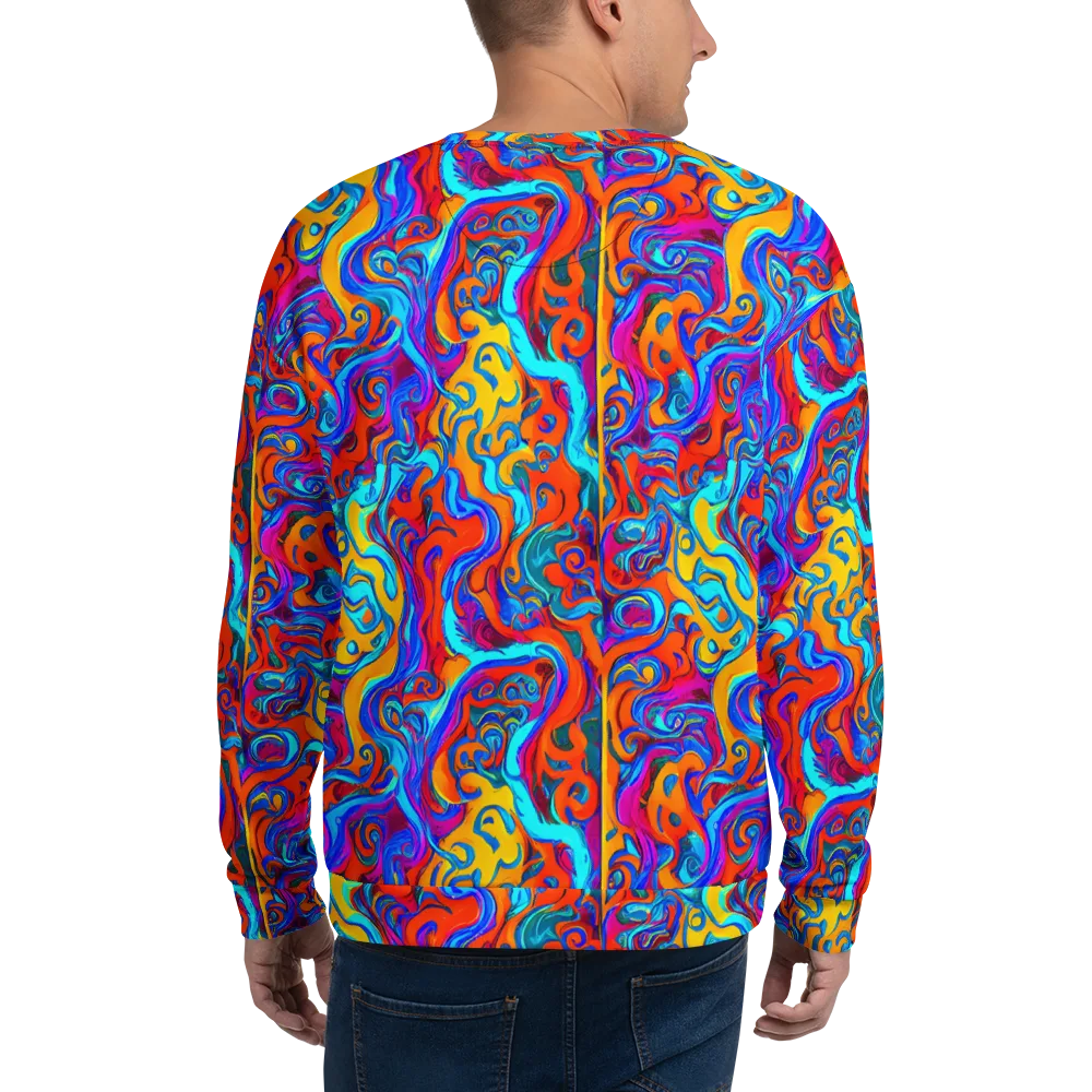 Cobalt Coral Maze on Sweatshirt — Back