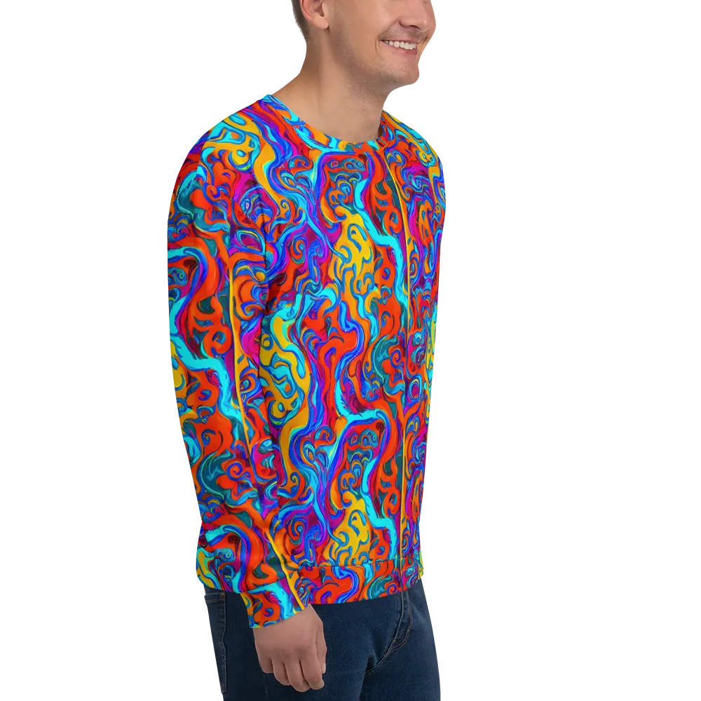 Cobalt Coral Maze on Sweatshirt — Right Front