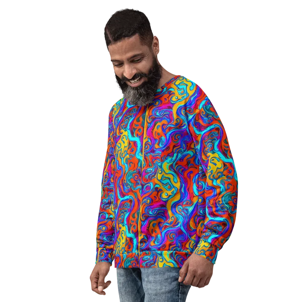 Cobalt Coral Maze on Sweatshirt — Left Front