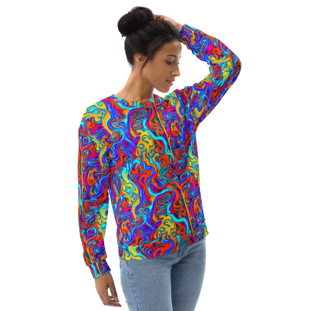 Cobalt Coral Maze on Sweatshirt — Right Front